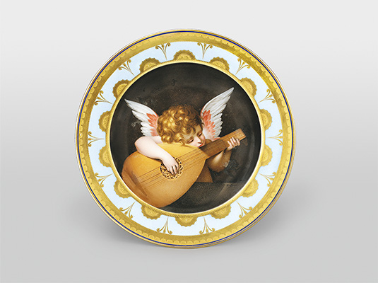 モーリッツ・ミヒャエル・ダフィンガー ウィーン窯・帝国磁器製作所（1744-1864）原画：ロッソ・フィオレンティーノ《絵皿「リュートを弾くクピド」》
