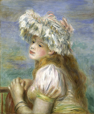 ピエール・オーギュスト・ルノワール《レースの帽子の少女》1891年 油彩/カンヴァス