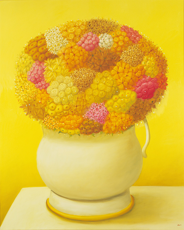 フェルナンド・ボテロ《黄色の花》（3点組）　2006年　油彩／カンヴァス