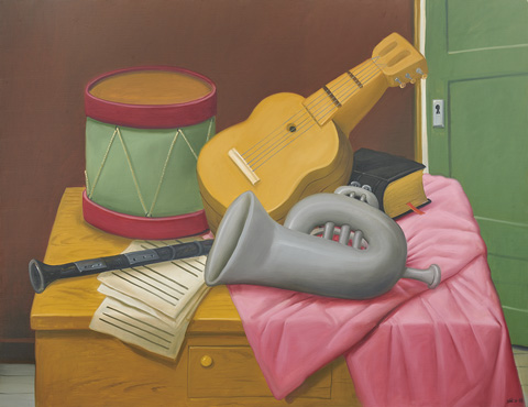 フェルナンド・ボテロ《楽器》　1998年　油彩／カンヴァス　133 x 172 cm