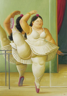 フェルナンド・ボテロ《バーレッスン中のバレリーナ》　2001年　油彩／カンヴァス　164 x 116 cm
