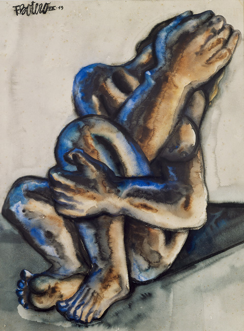 フェルナンド・ボテロ《泣く女》　1949年　水彩／紙　56 x 43 cm
