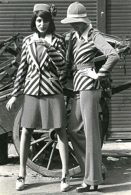 組み合わせが楽しめるアンサンブル「アランデル」を着るモデルたち1973年秋