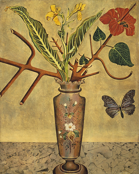 ジュアン・ミロ
《花と蝶》
1922-23年　テンペラ、板　横浜美術館
© Successió Miró / ADAGP, Paris & JASPAR, Tokyo, 2021 E4304